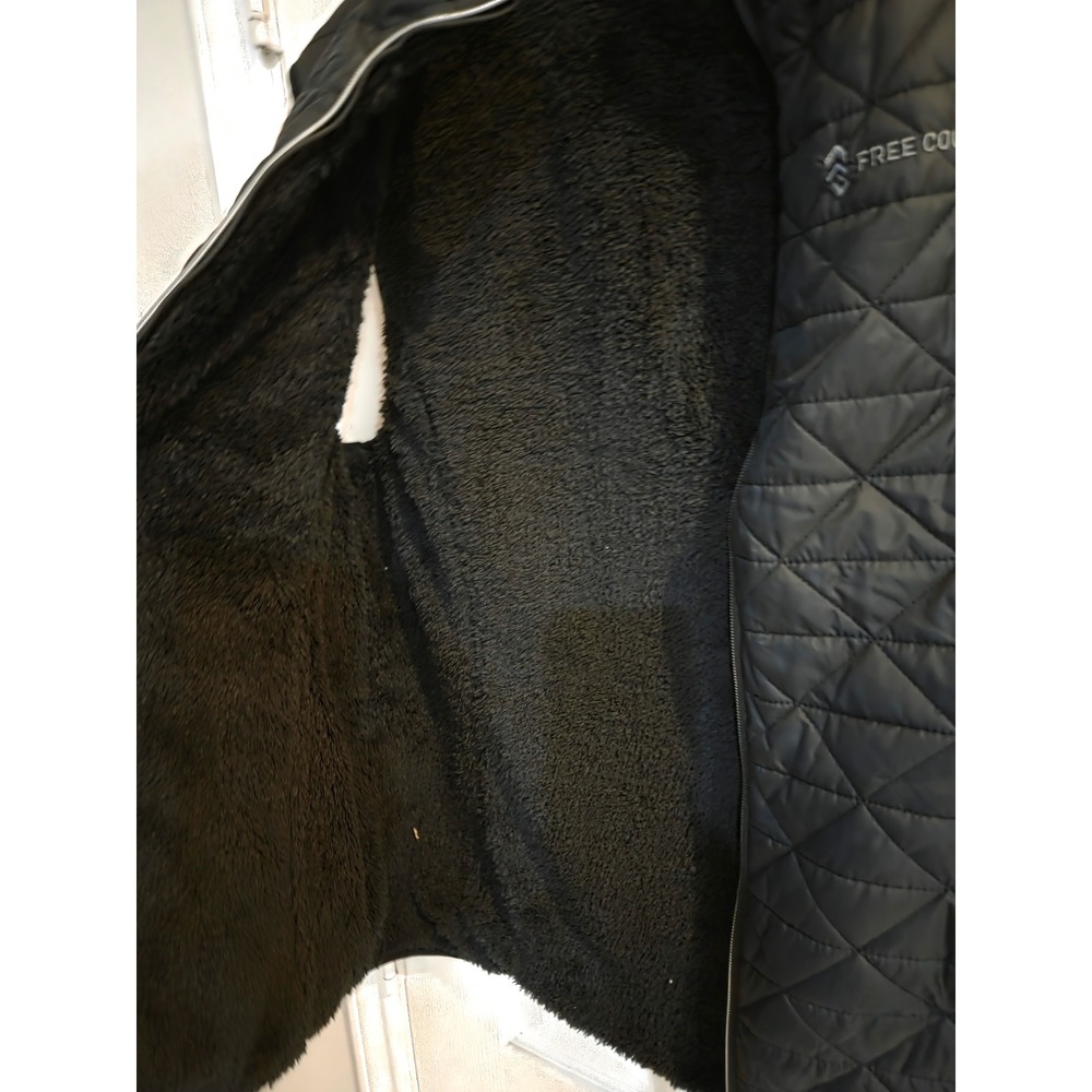 Free Country Womens XL Black Quilted Faux Fur Lined Puffer Vest Full Zip Pockets - Picture 4 of 6